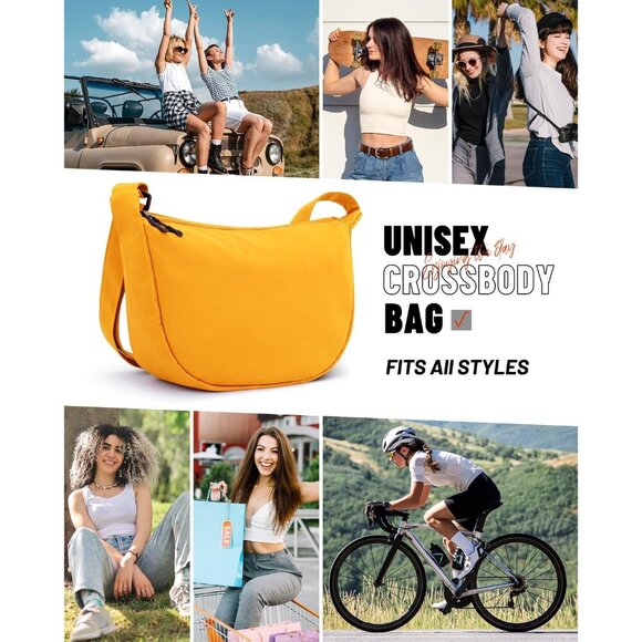 Women Orange Imported Polyester Crossbody Lightweight Crescent Trendy Sling Bag - Picture 6 of 6